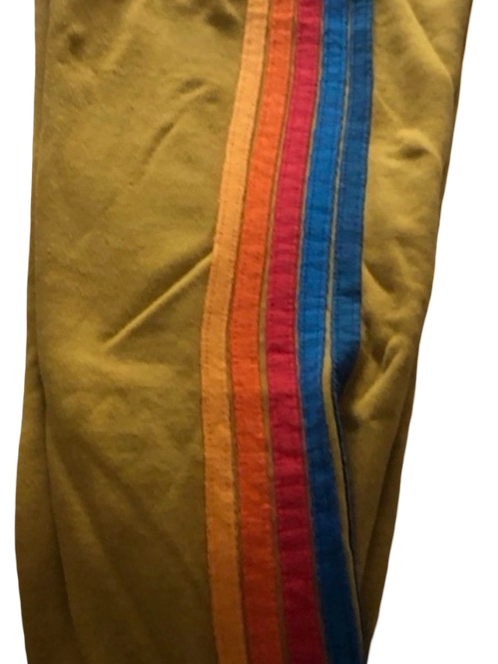 AVIATOR NATION - 5 STRIPE RAINBOW STRIPE SWEATPANTS - KHAKI TAN